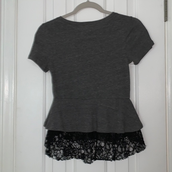 Free People gray and black lace shirt sz Small - Picture 6 of 9
